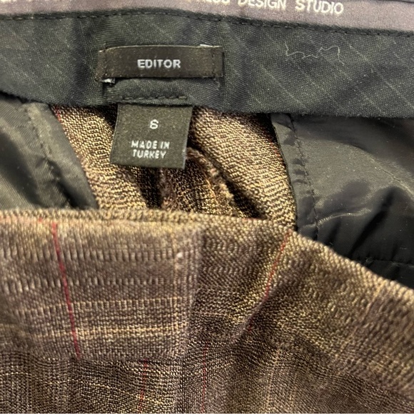 Express Design Studio Editor Dress Pant Trousers Brown Plaid 6 - Picture 8 of 9